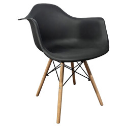 Καρέκλα ArteLibre ECLORA Μαύρο/Φυσικό PP/Ξύλο/Μέταλλο 63x58x78cm