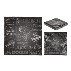 Χαρτοπετσέτες 'Urban Bakery' Τρίφυλλες Μαύρο 33x33cm Σετ 20Τμχ