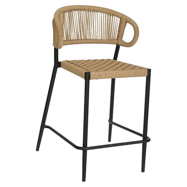 Σκαμπό Bar ArteLibre CEBU Μαύρο/Φυσικό Αλουμίνιο/Rattan 60x60x99cm Σκαμπό Bar ArteLibre CEBU Μαύρο/Φυσικό Αλουμίνιο/Rattan 60x60x99cm