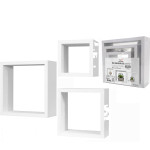Σετ Ραφιών Κύβοι Λευκό Ξύλο 35x35x12cm/30x30x12cm/25x25x12cm 3Τμχ