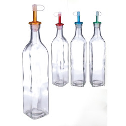 Φιάλη Λαδιού/Ξυδιού Διάφανο Γυαλί 500ml Με Πώμα Σε 4 Χρώματα