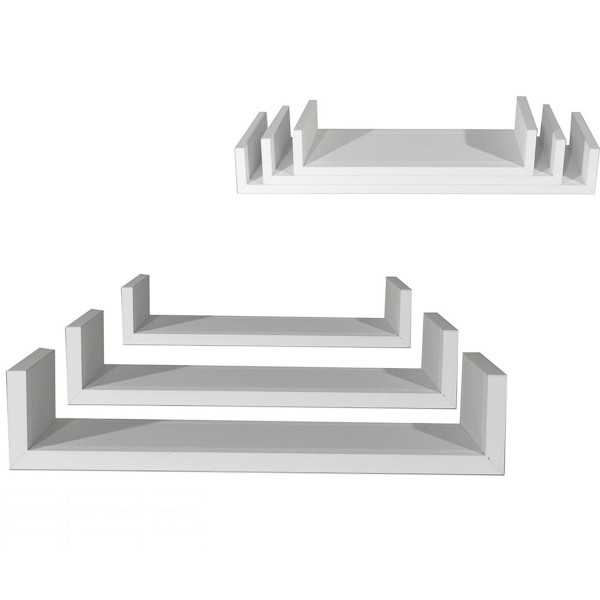 Ράφια Τοίχου Λευκό MDF 60x15.5x8cm 50x15.5x8cm 40x15.5x8cm 3Τμχ