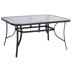 ΤΡΑΠΕΖΙ BRUNO 150X90Χ72Υεκ. ΓΚΡΙ ΜΕΤΑΛΛΙΚΟ ΜΕ ΓΥΑΛΙΝΗ ΕΠΙΦΑΝΕΙΑ HM5145.01