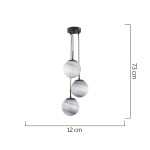 Φωτιστικό Κρεμαστό ArteLibre EQUULEUS Τρίφωτο Μαύρο/Λευκό Μέταλλο/Γυαλί 12x73cm