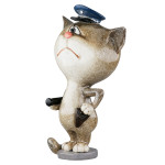 Φιγούρα Γάτα 'Policeman' Πολυ Γκρι 6x8x13.5cm